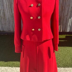 Elegant Red Double-Breasted Suit